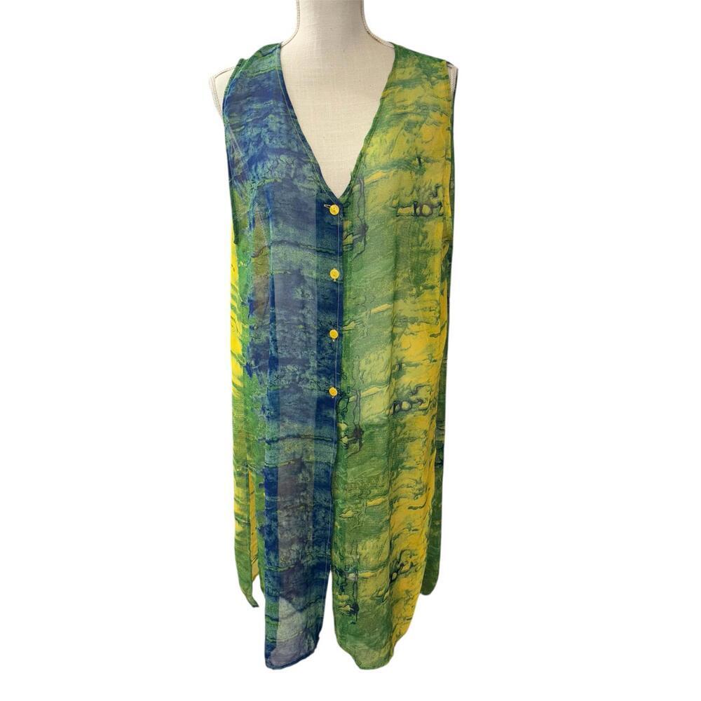 1990s Kaktus sheer tie-dye cover up size medium